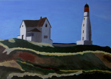 Peinture intitulée "La maison du phare" par Ingrid Leddet, Œuvre d'art originale, Acrylique