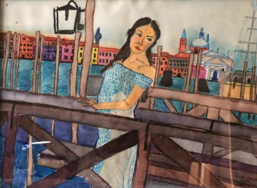 Рисунок под названием "Венеция . Мечты сбы…" - Себини, Подлинное произведение искусства, Акварель