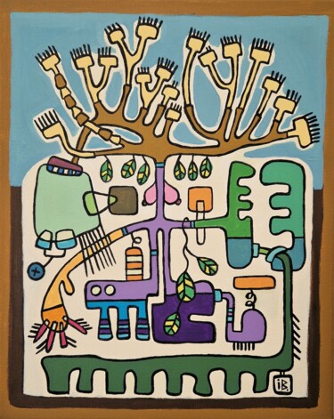 "Rooted binary tree" başlıklı Tablo Inke Bemelmans tarafından, Orijinal sanat, Akrilik