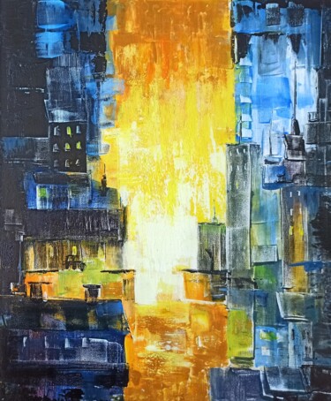 Pintura titulada "New York Sunset" por Inna Bebrisa, Obra de arte original, Acrílico Montado en Bastidor de camilla de madera