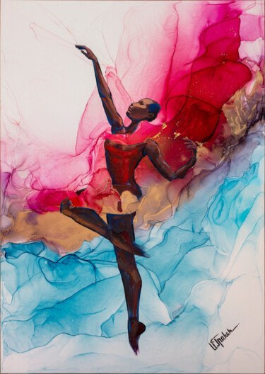Painting titled "Dancer in red" by Inna Granat, Original Artwork, Acrylic