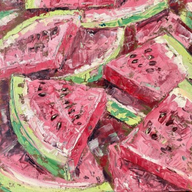 Pittura intitolato "Wateremelon Oil 3D…" da Inna Kalenychenko, Opera d'arte originale, Olio