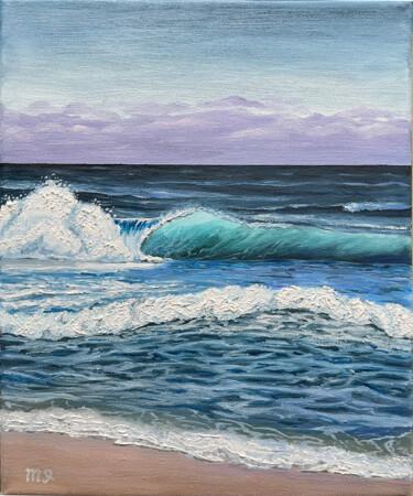 Painting titled "Wave painting ocean…" by Inna Martynenko, Original Artwork, Oil Mounted on Wood Stretcher frame