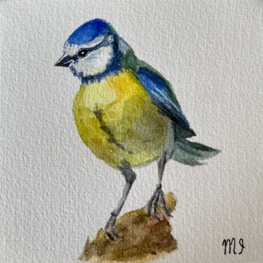 Schilderij getiteld "Watercolor bird pai…" door Inna Martynenko, Origineel Kunstwerk, Aquarel