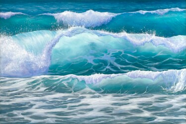 「Wave painting 60x90…」というタイトルの絵画 Inna Martynenkoによって, オリジナルのアートワーク, オイル