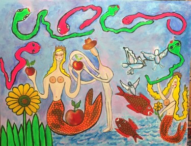 Peinture intitulée "Le jardin d’Eden- l…" par Innox, Œuvre d'art originale, Acrylique