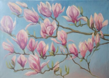 Pintura intitulada "Magnolia flowers" por Tanya Kreymer, Obras de arte originais, Óleo