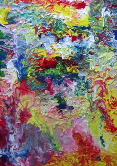 Pittura intitolato "coulures couleurs" da J.P Peintre Intuitionniste, Opera d'arte originale, Olio