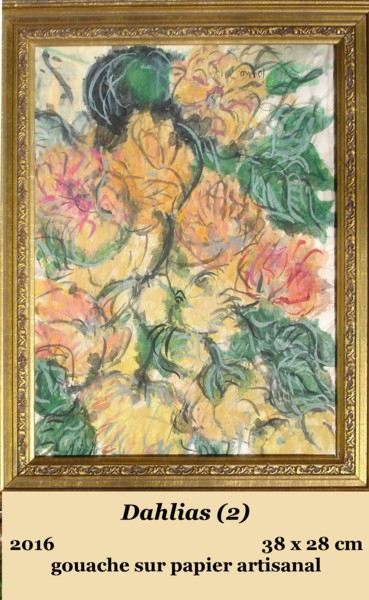 Painting titled "dahlia (2)" by Ioana, Original Artwork, Gouache