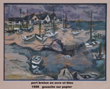 Malarstwo zatytułowany „port breton en ocre…” autorstwa Ioana, Oryginalna praca, Gwasz