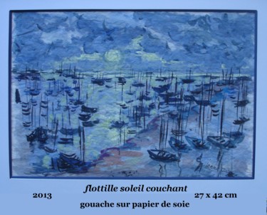 Peinture intitulée "flotille soleil cou…" par Ioana, Œuvre d'art originale, Gouache