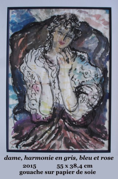 Peinture intitulée "dame harmonie en gr…" par Ioana, Œuvre d'art originale, Gouache