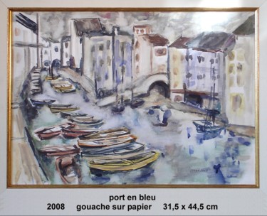 Painting titled "port en bleu" by Ioana, Original Artwork, Oil