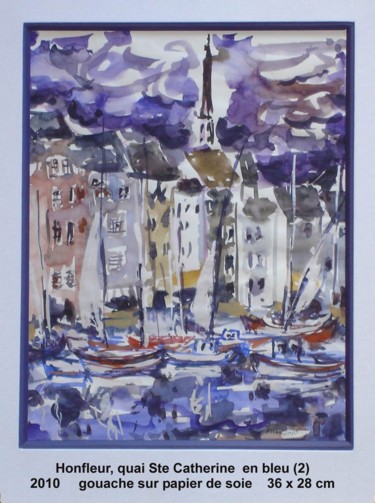 Peinture intitulée "Honfleur, quai Ste…" par Ioana, Œuvre d'art originale, Gouache