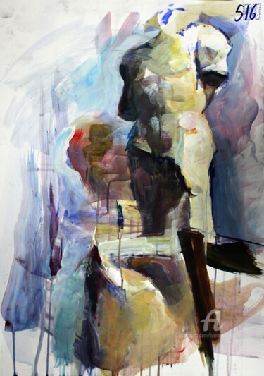 Pintura titulada "Σύνθεση με Kορμό Aγ…" por Ioannis Filippopoulos, Obra de arte original, Acrílico