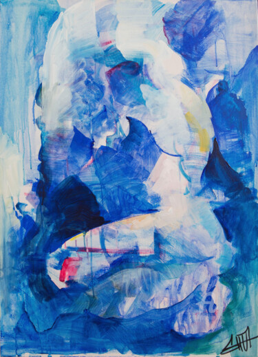 Pintura intitulada "Μπλε Σκεπτομορφή /B…" por Ioannis Filippopoulos, Obras de arte originais, Acrílico