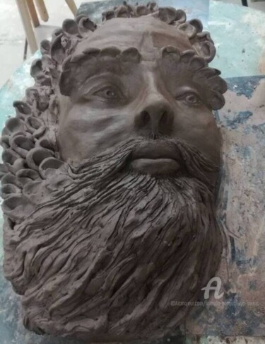 Sculpture titled ""Poséidon".." by Iolanda Pasquali, Original Artwork, Terra cotta