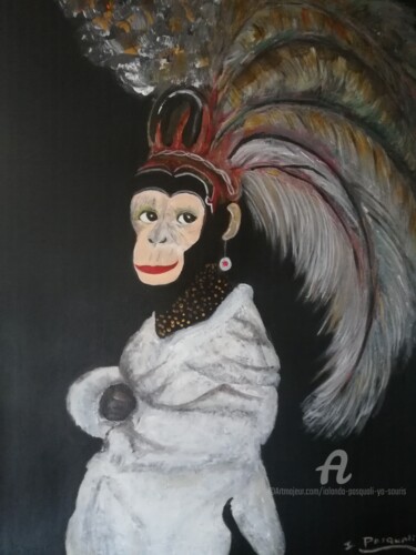 Ζωγραφική με τίτλο ""Moquerie"" από Iolanda Pasquali (Yo Souris), Αυθεντικά έργα τέχνης, Ακρυλικό