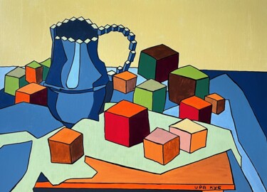 Painting titled "Peaches and jug" by Ira Kub, Original Artwork, Acrylic