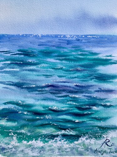 Malerei mit dem Titel "Sunny sea day, Alan…" von Ira Popovych, Original-Kunstwerk, Aquarell