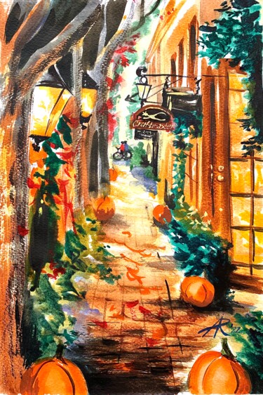 "Pumpkins Street" başlıklı Tablo Ira Popovych tarafından, Orijinal sanat, Suluboya