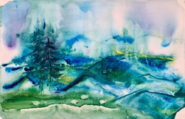 "Foggy Mountains" başlıklı Tablo Ira Popovych tarafından, Orijinal sanat, Suluboya