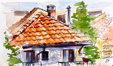 Pintura intitulada "From My Balcony vie…" por Ira Popovych, Obras de arte originais, Aquarela