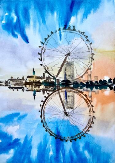 Painting titled "London Eye" by Ira Popovych, Original Artwork, Watercolor