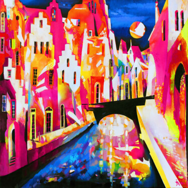 Painting titled "Romantic Old Town,…" by Ira Tsantekidou, Original Artwork, Other