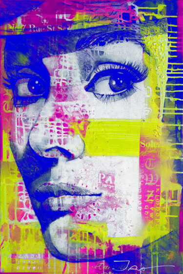 Schilderij getiteld "Audrey Hepburn 2, l…" door Ira Tsantekidou, Origineel Kunstwerk, Anders