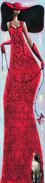 Painting titled "Lady in Red, limite…" by Ira Tsantekidou, Original Artwork, Other