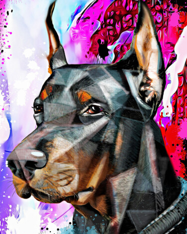 Schilderij getiteld "Dog 8" door Ira Tsantekidou, Origineel Kunstwerk, Digitale afdruk