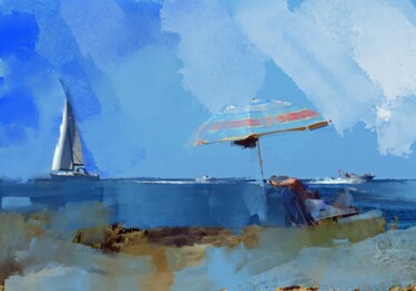 Pintura intitulada "On Seaside 1" por Ira Tsantekidou, Obras de arte originais, Pintura digital