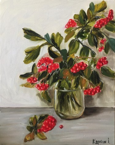 Pintura intitulada "guelder rose" por Iryna Karpiak, Obras de arte originais, Óleo