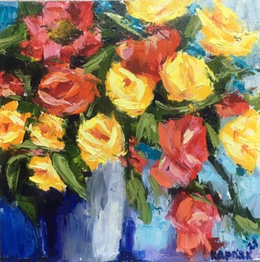 Pintura titulada "Flowers 3" por Iryna Karpiak, Obra de arte original, Oleo