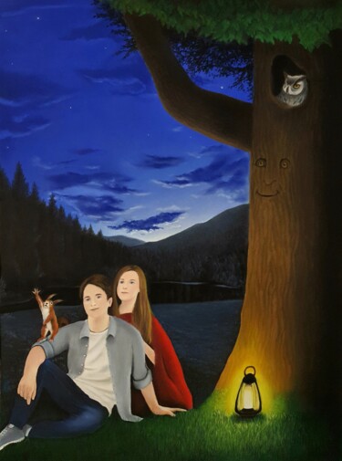 Schilderij getiteld "L'arbre qui voulait…" door Iren'Art Painting, Origineel Kunstwerk, Pastel