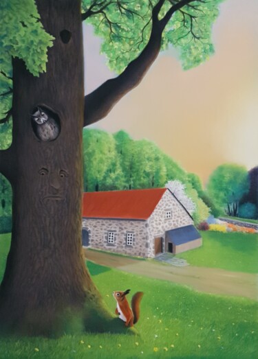 Картина под названием "L'arbre qui voulait…" - Iren'Art Painting, Подлинное произведение искусства, Пастель