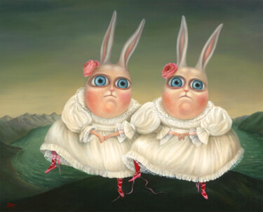 Schilderij getiteld "Dancing Twins. Orig…" door Irena Aizen, Origineel Kunstwerk, Acryl