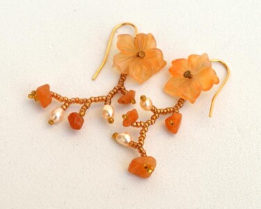 Design getiteld "Orange flower earri…" door Irena Zelickman, Origineel Kunstwerk, Juwelen