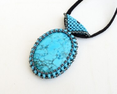 Design intitulée "Turquoise pendant w…" par Irena Zelickman, Œuvre d'art originale, Bijoux