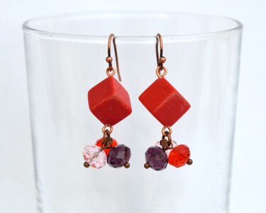 Design titled "Coral cube earrings…" by Irena Zelickman, Original Artwork, Jewelry