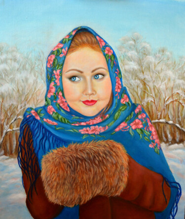 Картина под названием "Dear Lady Winter" - Irene Nekrasova, Подлинное произведение искусства, Масло