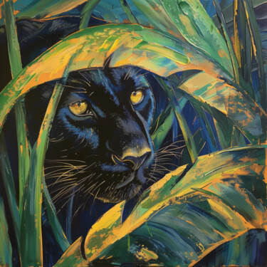 Digital Arts titled "Black panther" by Irene Nekrasova, Original Artwork, AI generated image