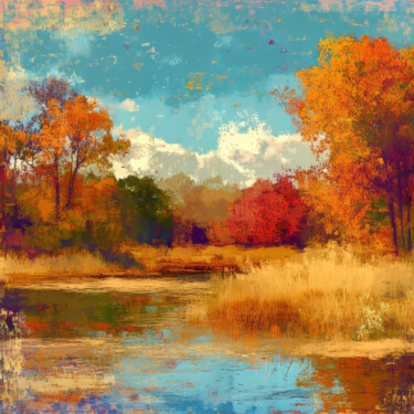 Digital Arts με τίτλο "Autumn landscape" από Irene Nekrasova, Αυθεντικά έργα τέχνης, Εικόνα που δημιουργήθηκε με AI