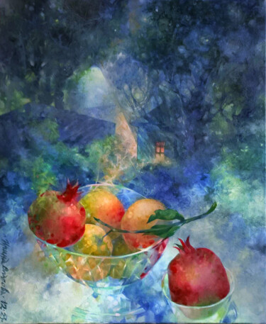 Painting titled "Lilac." by Irene Vlassova, Original Artwork, Oil