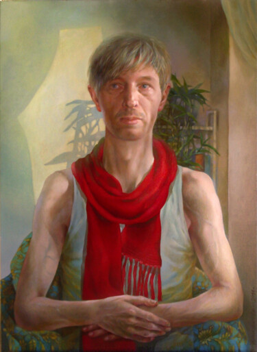 Peinture intitulée "Rode sjaal." par Irene Vlassova, Œuvre d'art originale, Huile