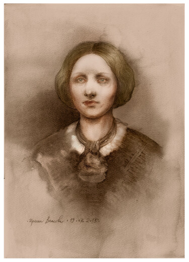 Рисунок под названием "Charlotte Brontë." - Irene Vlassova, Подлинное произведение искусства