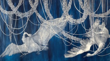 Картина под названием "Swans" - Irene, Подлинное произведение искусства, Акрил