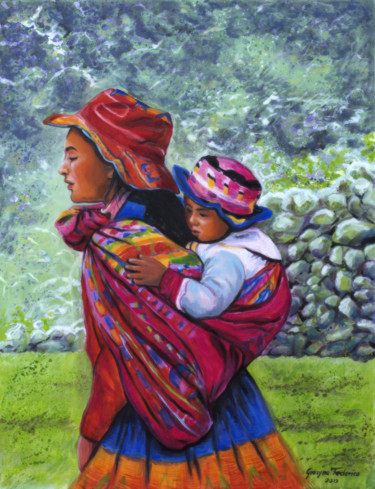 Картина под названием "Unterwegs in Peru" - Grazyna Federico, Подлинное произведение искусства, Акрил