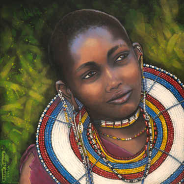 Pittura intitolato "Massai" da Grazyna Federico, Opera d'arte originale, Acrilico